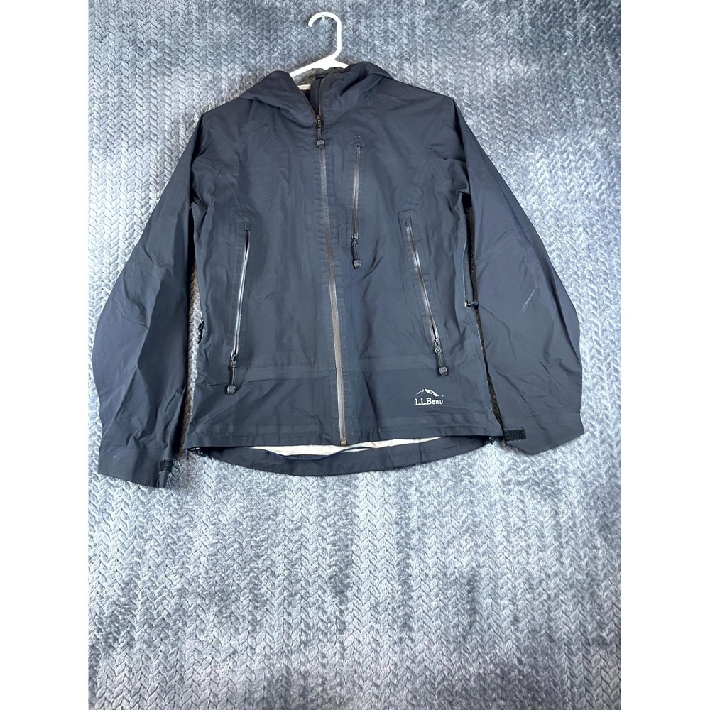 L.L. Bean Rain Jacket Womens S Navy Blue Lined Waterproof Trail Full Zip Hooded